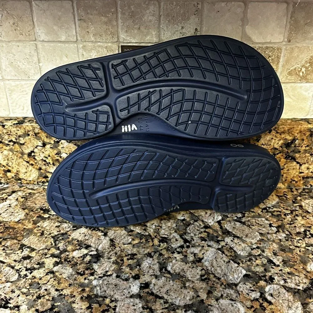 Oofos Sandals Women's 13 Men's 11 EU 44 Ooahh Recovery‎ Slide Navy